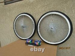 New 26'' -140 Spokes Chrome Bicycle Rim Set, Tires, Tubes & Liners For Cruiser