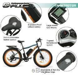New 26 500W 13AH Fat Tire Electric Bicycle Mountain Snow Beach EBike 7 Speed