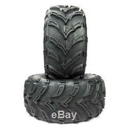 Pair Black ATV/UTV Tires 25x10-12 25x10x12 Rear 6PR P377 Factory Direct Rubber