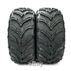 Pair Black ATV/UTV Tires 25x10-12 25x10x12 Rear 6PR P377 Factory Direct Rubber