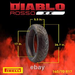 Pirelli Diablo Rosso II Rear Motorcycle Tire 140/70-17 with Keychain