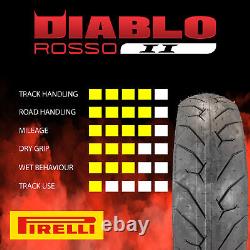 Pirelli Diablo Rosso II Tire Set with Keychain 120/70ZR17 Front & 180/55ZR17 Rear