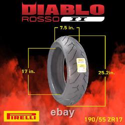 Pirelli Diablo Rosso II Tire Set with Keychain 120/70ZR17 Front & 190/55ZR17 Rear