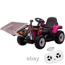 Ride on Car for Kids 12V Excavator + Bucket Remote Control Toddler EVA Tire Rose