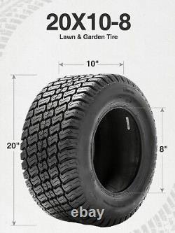 Set 2 20x10-8 Lawn Mower Tires 20x10x8 4PR Heavy Duty Tubeless Replacement Tyres