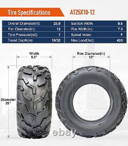 Set 4 25x8-12 25x10-12 ATV UTV Tires 25x8x12 25x10x12 6Ply Mud All Terrain Tyres