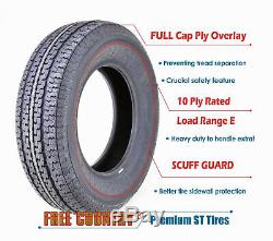 Set 4 FREE COUNTRY Heavy Duty Radial Trailer Tires ST205/75R15 10PR Load Range E