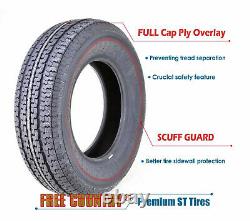 Set 4 Free Country Radial Trailer Tire ST225/75R15 10 Ply LR E withScuff Guard