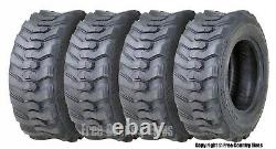 Set 4 New Super Guider HD 10-16.5 /12 Ply SKS1 Skid Steer Tire withRim Guard
