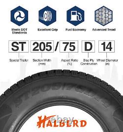 Set Of 4 ST205/75D14 Trailer Tires 6Ply Heavy Duty 205 75 14 Replacement Tyres