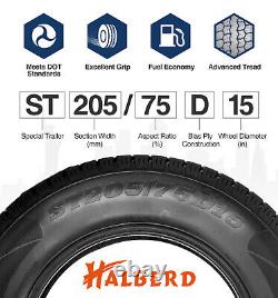 Set Of 4 ST205/75D15 Trailer Tires 6Ply Heavy Duty 205 75 15 Replacement Tyres