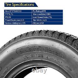 Set of 2 Trailer Tires ST 175/80D13 17580D13 175/80-13 6 Ply Bias ATV Wheel Tire