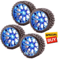 Sweep Racing SRC Monster Truck Terrain Crusher Belted Tire Blue Wheel (4Pcs) Set