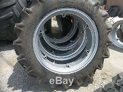 TWO 11.2x28, 11.2-28 FORD JOHN DEERE 8 Ply Tractor Tires with 6 Loop Rims