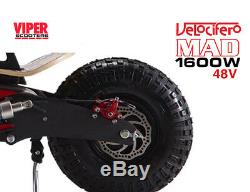 Velocifero Mad 1600w 48V Electric Scooter, New 2019 Model, Terrain Tyres, VQ